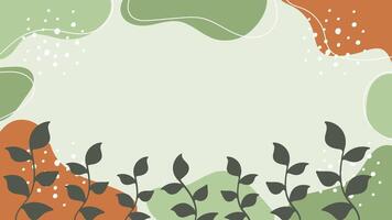 Abstract botanical leaves with soft green and orange background colors, accented with white dots background illustration vector