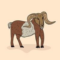 Ram with large horns hand drawn . illustration vector
