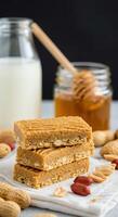 Delicious peanut butter bars recipe with honey and milk ingredients photo