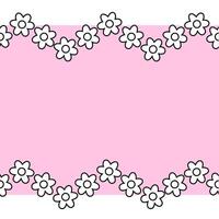 Simple flowers seamless border horizontal frame template. graphic line illustration. Black and white Minimal abstract floral tropical repeat print. For logo, web, package, sticker. vector