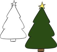 Christmas tree isolated on transparent background. graphic line ink illustration. background for banners, print for fabric, labels, t-shirt printing. vector