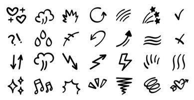 Line movement effect element, cartoon emotion effect decoration icon. vector