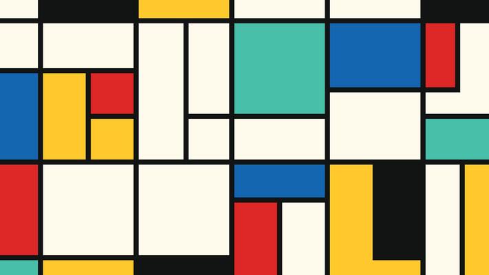Geometric yellow,red, white, blue, black design. Bauhaus Design retro pattern design. Bright geometric design.