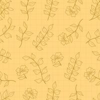 Seamless pattern leaves hand drawn isolated on brown background. vector