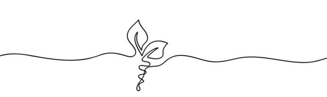 Continuous Line Art of Growing Sprout with Leaves vector