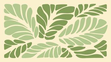 Abstract Green botanical art background . Natural hand drawn pattern design with leaves branch vector