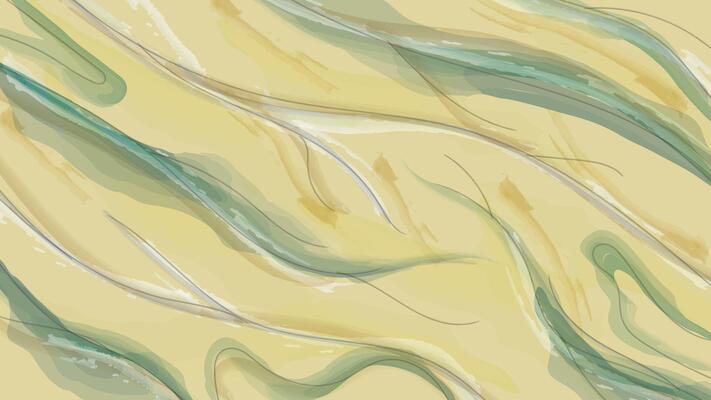Yellow and Green Marble with Gold Tiles Abstract Illustration