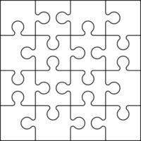 square puzzle black outline on transparent vector