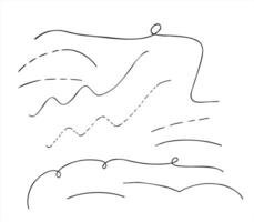 Monochrome lines set line art black ink sketch. Solid, dashed, wavy curves flat for business graphics, data visualization, creating charts, infographics, and motion paths. vector