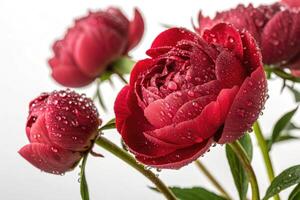 Karl rosenfield peonies display dew drops in a macro studio shot photo