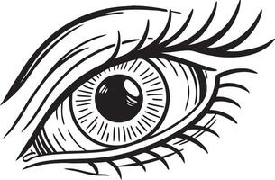 Monochrome Eye Illustration with Detailed Line Work vector