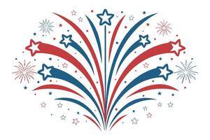 Red White and Blue Fireworks Burst for Independence Day vector