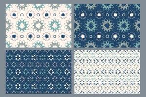 Abstract seamless patterns set. Modern Geometric background with different shapes. Simple design. Trendy ornament. illustration for decoration, wallpaper, textiles, printing vector