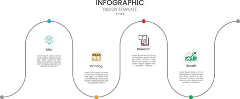 Business infographic design template with 4 steps or options Ideal for workflow layouts, annual reports, diagrams, and web design vector