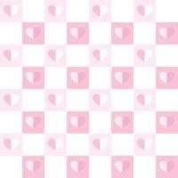 Seamless pattern with hearts and squares. Geometric repeating gingham pattern pastel striped texture. vector