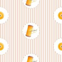 Seamless striped pattern with sewing thread and needle in openwork circle. Repeating vertical pattern of thin stripes. vector