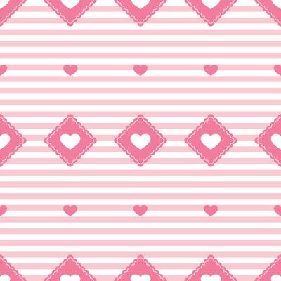 Geometric seamless pattern with horizontal stripe, rhombus with hearts. Repetitive gingham texture.