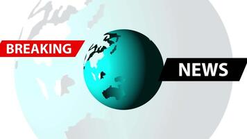 Breaking News broadcasting intro with global earth animation isolated on white background video