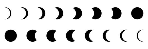 Moon phase symbol. Crescent icon in glyph. Crescent icon set. Moon silhouette. vector