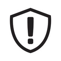 Security alert icon. Shield with exclamation mark icon, warning icon. vector