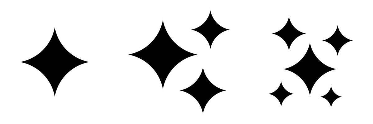 Star icons. Shine icons set. Twinkling stars. Symbols of sparkle, gleam, etc.