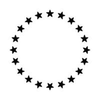 Stars in circle frame. Stars of various sizes arranged in circle. Design element. vector