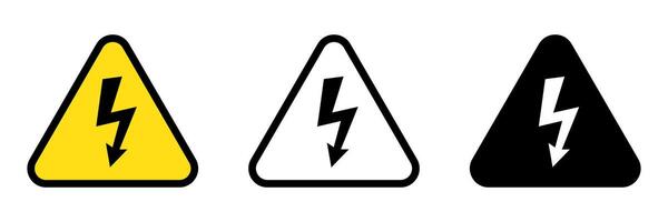 High voltage sign with lightning and High voltage icon. Alert, hazard and danger, caution electrical icon. vector