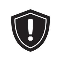 Security shield with exclamation mark icon, warning shield icon. vector