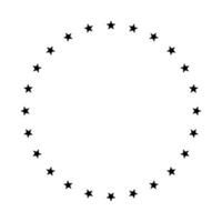 Stars in circle frame. Stars of various sizes arranged in circle. Design element, ornament. vector