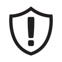 Security shield with exclamation mark icon, warning icon symbol. vector
