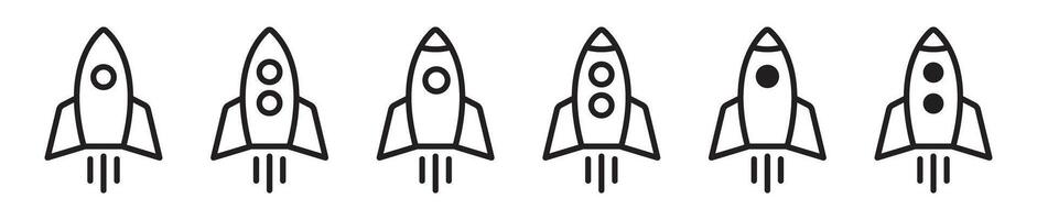 Rocket icon. Rocket launched icon. Simple outline rocket signs set. vector