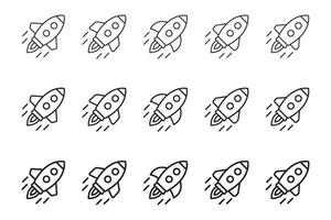 Rocket line icon. Simple outline rocket signs set. Rocket launched icon. vector