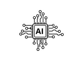 Ai microchip circuit board technology icon vector