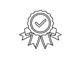 Approved badge icon with check mark and ribbon vector