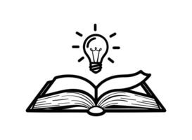 Open book with lightbulb idea illustration vector