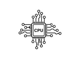 Simple line art cpu microprocessor illustration vector