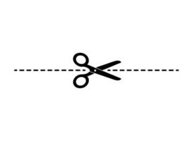 Scissors and dashed line cut here icon vector