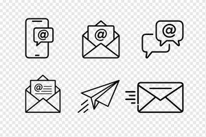 Email communication icons messaging symbols set vector