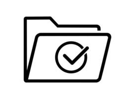 Completed file folder icon check mark inside vector