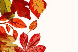 Autumn horizontal background with space for text. Frame with autumn leaves. vector