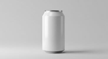 A white can on a gray background photo