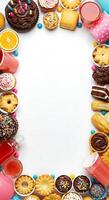 A frame of various sweets and drinks photo