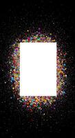 A square frame surrounded by colorful confetti photo