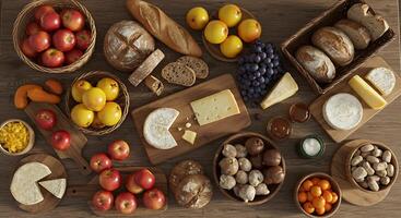 A table with many different types of food photo