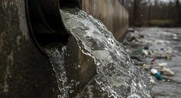 A water pipe with water flowing out of it photo