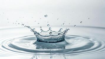 Captivating Water Drop Collision A Crown of Splashes and Ripples in a Serene Minimalist Setting photo