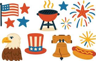 4th of July Icons Set vector