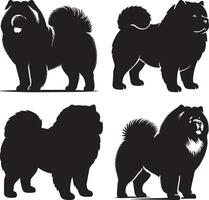 Chow Chow Dog Breed Silhouettes Fluffy vector