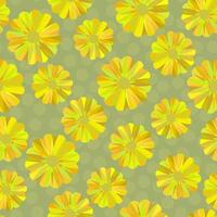 Abstract flowers on a background with polka dots. Seamless floral pattern. Monochrome illustration in yellow tones vector