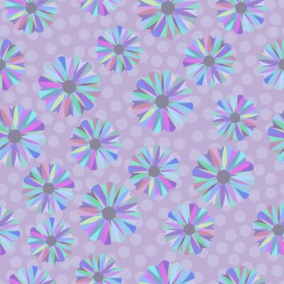Seamless pattern with abstract flowers on a lilac background